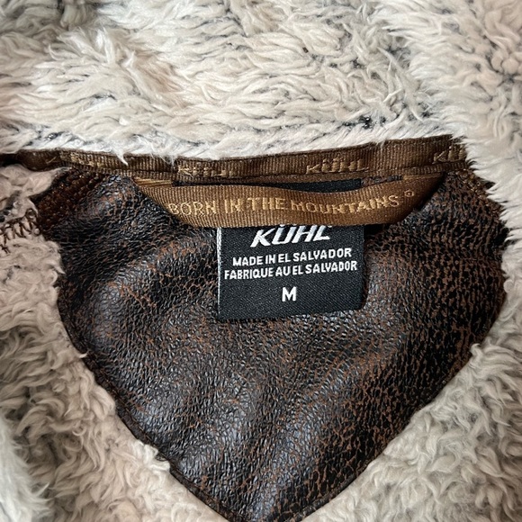 Women’s KUHL Medium Flight Jacket Sherpa Leather Lined Hooded Tactical Coat EUC - Picture 6 of 13